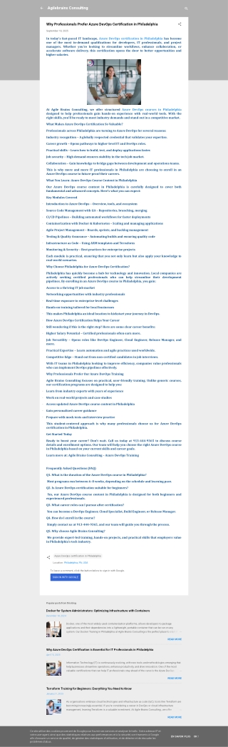 Why Professionals Prefer Azure DevOps Certification in Philadelphia