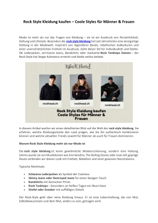 Rock Style Kleidung kaufen – Coole Styles für Männer & Frauen