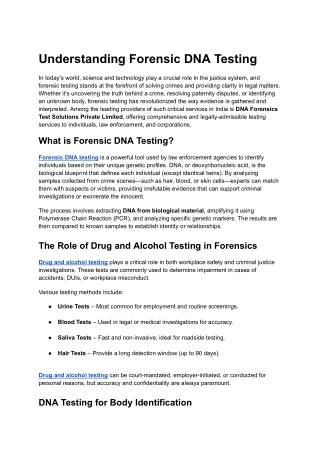 Understanding Forensic DNA Testing