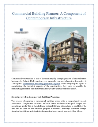 Commercial Building Planner: A Component of Contemporary Infrastructure