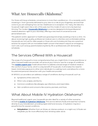 What Are Housecalls Oklahoma