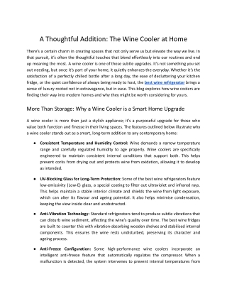 A Thoughtful Addition: The Wine Cooler at Home
