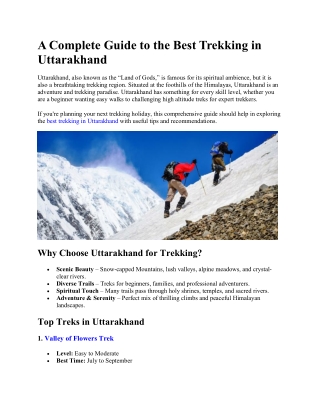 A Complete Guide to the Best Trekking in Uttarakhand