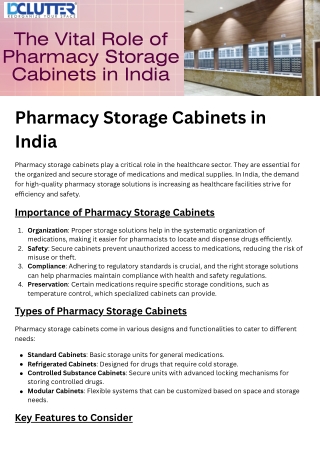 Pharmacy Storage Cabinets in India