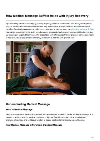 How Medical Massage Buffalo Helps with Injury Recovery