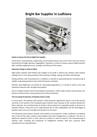 Bright Bar Supplier in Ludhiana