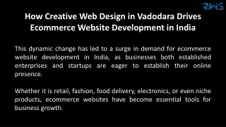 How Creative Web Design in Vadodara Drives Ecommerce Website Development in Indi