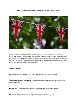 Your Complete Guide to Applying for a UK Visa Online