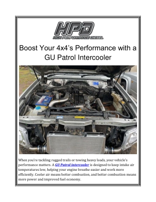 Boost Your 4x4’s Performance with a GU Patrol Intercooler