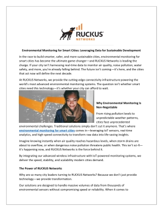 Environmental Monitoring for Smart Cities: Leveraging Data for Sustainable Devel