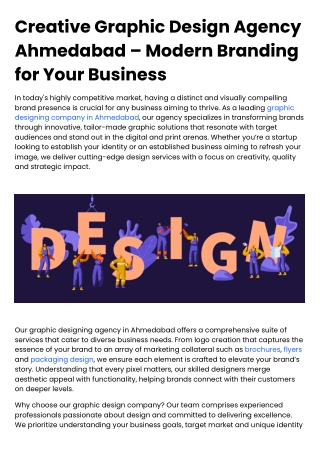 Creative Graphic Design Agency Ahmedabad – Modern Branding for Your Business