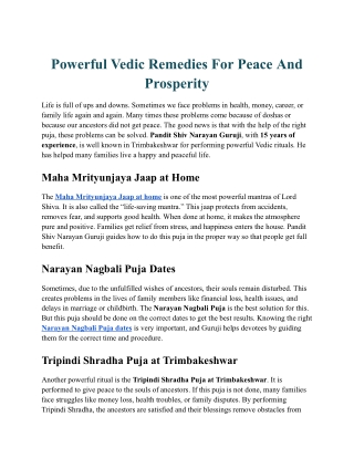 Powerful Vedic Remedies For Peace And Prosperity