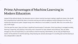 Prime Advantages of Machine Learning in Modern Education