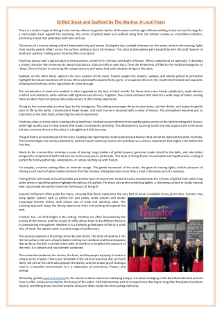 Grilled Steak and Seafood by The Marina: A Local Feast