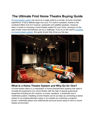 The Ultimate First Home Theater Buying Guide