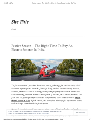 Festive Season - The Right Time To Buy An Electric Scooter In India