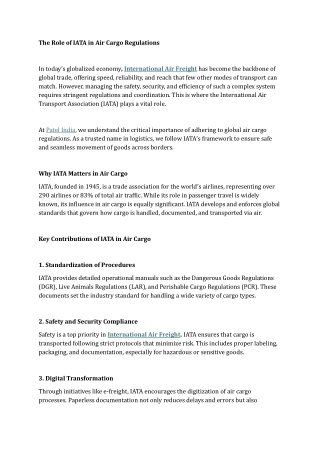 The Role of IATA in Air Cargo Regulations