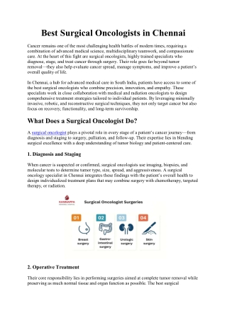 Best Surgical Oncologists in Chennai