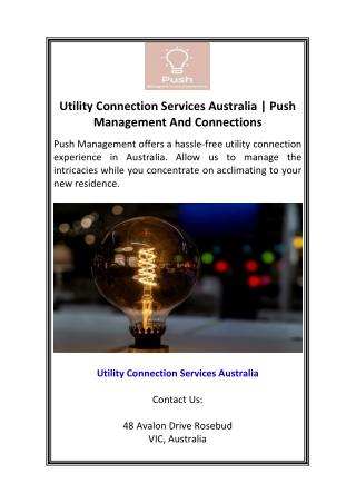 Utility Connection Services Australia  Push Management And Connections