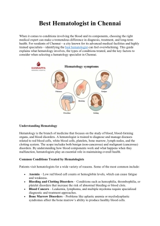 Best Hematologist in Chennai