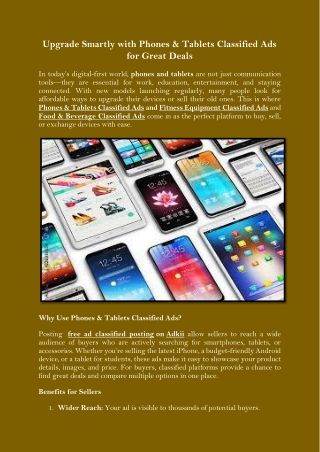 Upgrade Smartly with Phones & Tablets Classified Ads for Great Deals