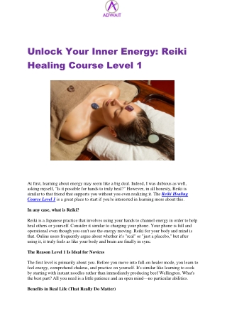 Reiki Healing Course Level 1 – Beginner’s Guide to Energy Healing