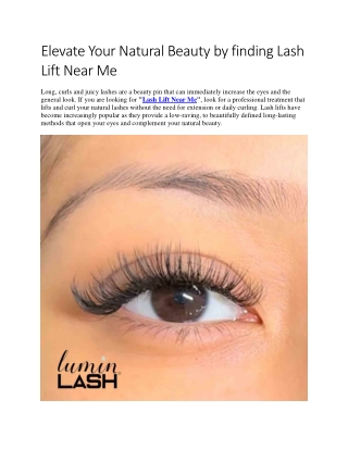 Elevate Your Natural Beauty by finding Lash Lift Near Me