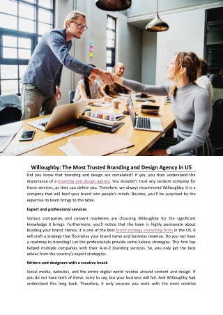 Willoughby The Most Trusted Branding and Design Agency in US