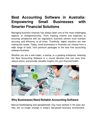 Best Accounting Software in Australia: Empowering Small Businesses with Smarter