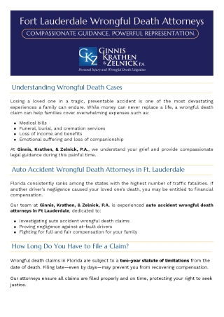 Compassionate Legal Help – Ginnis, Krathen, & Zelnick, P.A. Auto Accident Wrongful Death Attorneys Ft Lauderdale (Sept 2