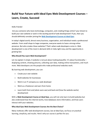 Web Development Courses