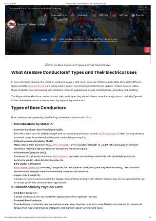 What Are Bare Conductors_ Types and Their Electrical Uses