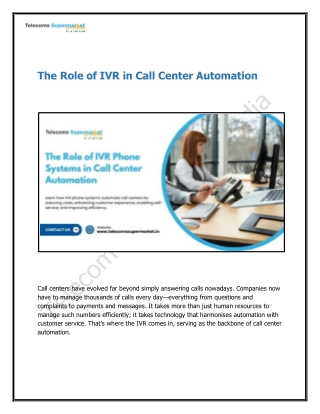 The Role of IVR in Call Center Automation