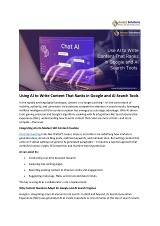 Using AI to Write Content That Ranks in Google and AI Search Tools