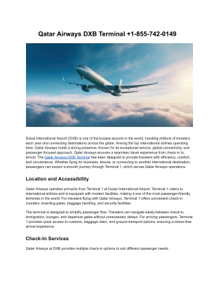 Qatar Airways DXB Terminal  1-855-742-0149