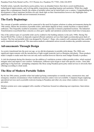 A Glimpse at the History and Development of Portable Toilets With Time.