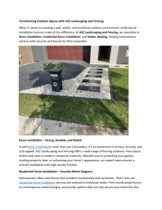 Transforming Outdoor Spaces - A2Z Landscaping and Fencing