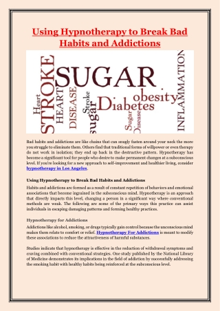 Using Hypnotherapy to Break Bad Habits and Addictions