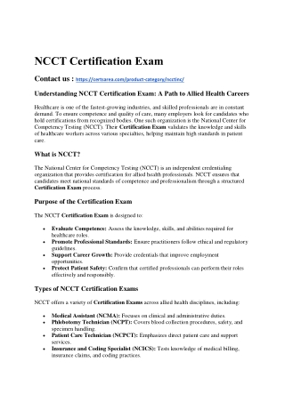 NCCT Certification Exam