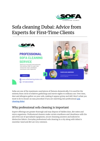 Sofa cleaning Dubai - Advice from Experts for First-Time Clients