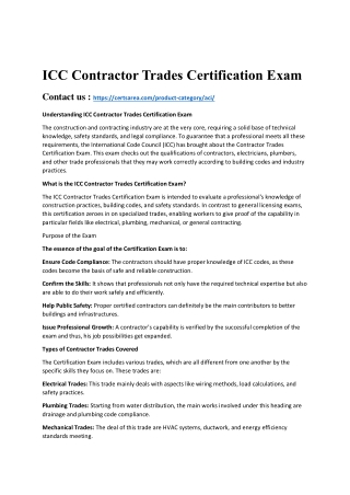 ICC Contractor Trades Certification Exam