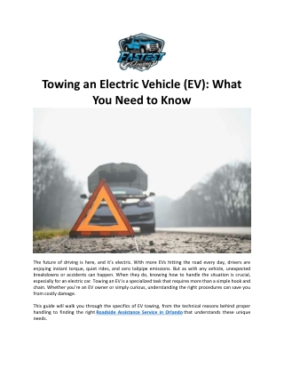 Towing an Electric Vehicle (EV): What You Need to Know