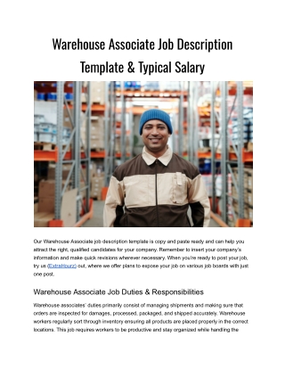 Warehouse Associate Job Description Template & Typical Salary