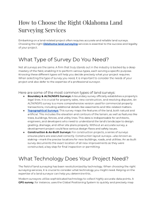 How to choose the right Oklahoma land surveying services