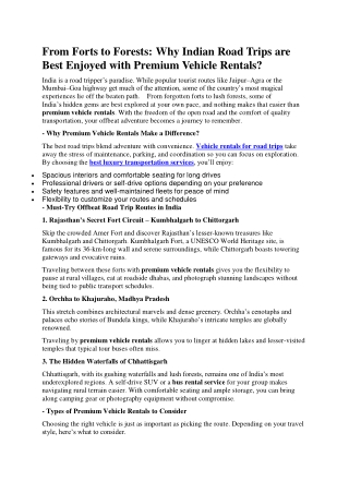 From Forts to Forests - Krish