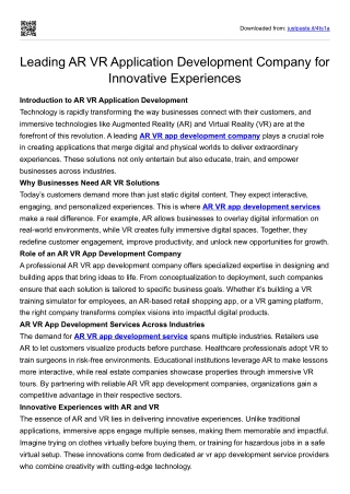 AR VR App Development Company - Designoweb Technologies