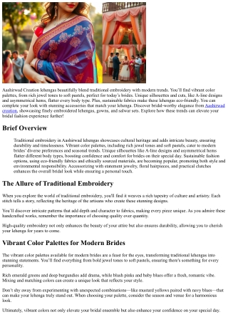 Aashirwad Creation Lehengas: Bridal Fashion Trends to Watch