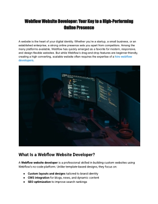 Webflow Website Developer