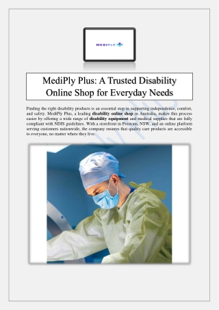 MediPly Plus A Trusted Disability Online Shop for Everyday Needs