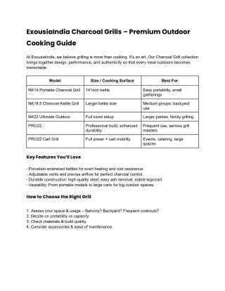 ExousiaIndia Charcoal Grills